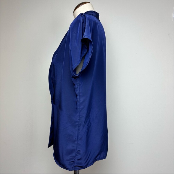 Vintage Navy Plunge Neck Blouse - Picture 4 of 8